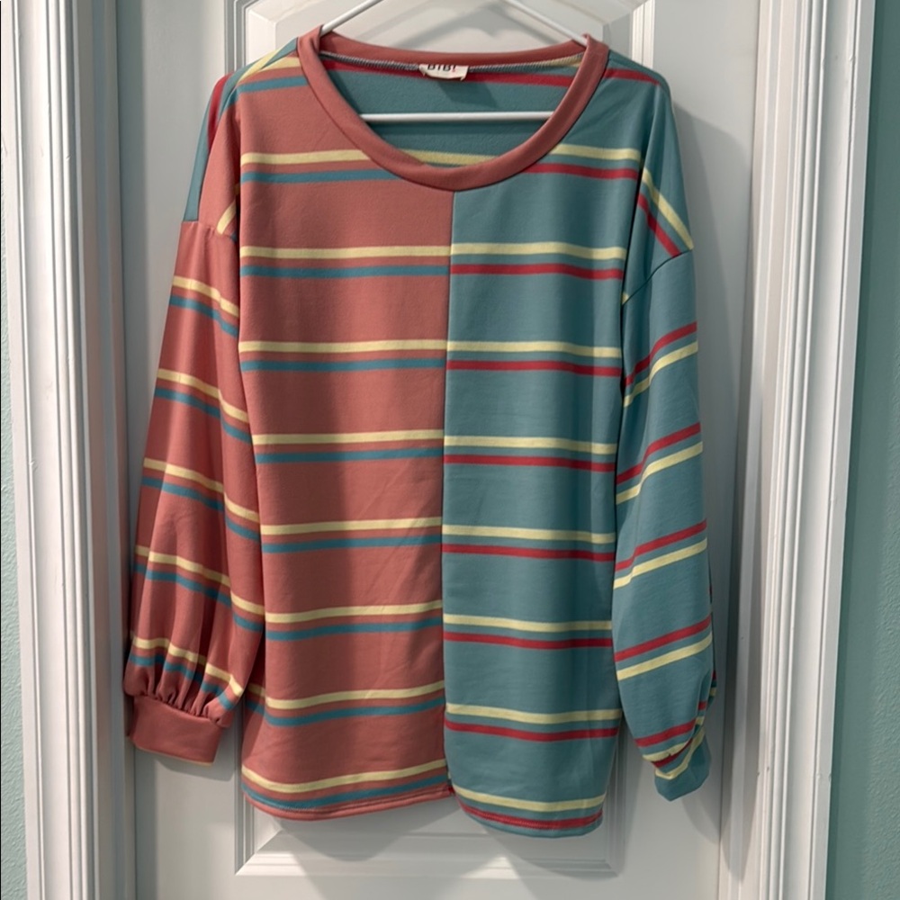 Bibi Colorful Striped Long Sleeve Top